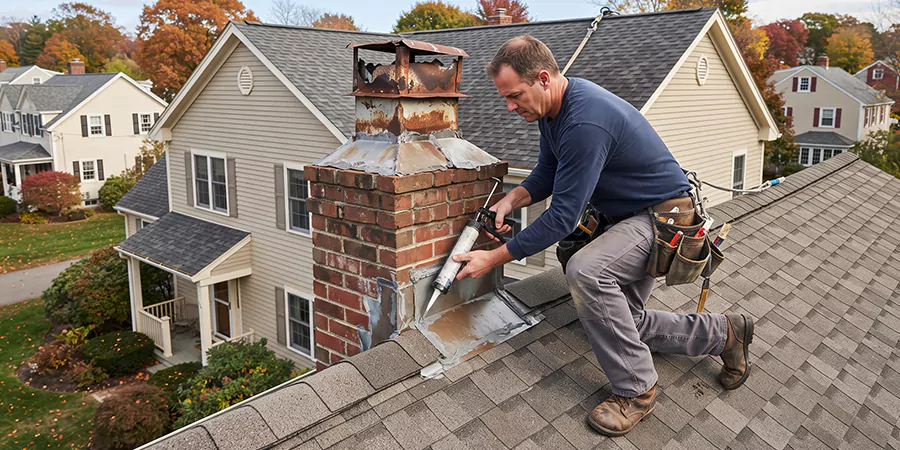 Chimney Chase Flashing Repair Houston