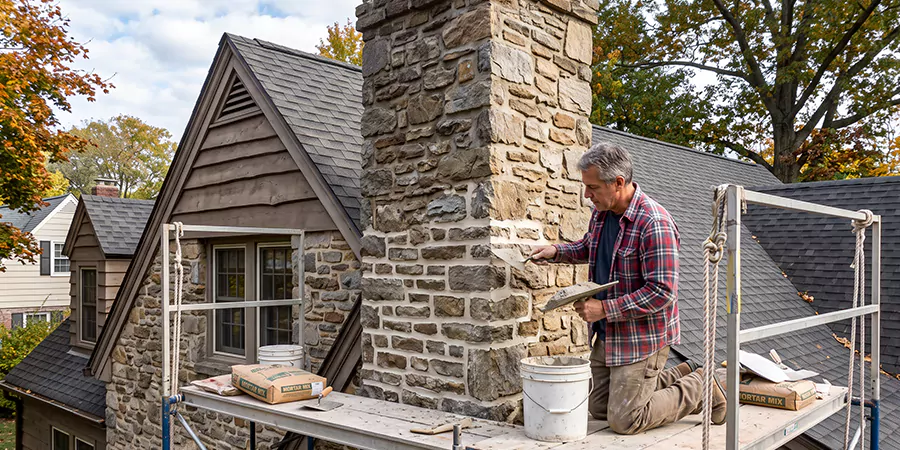 Tuckpointing Stone Chimney Houston