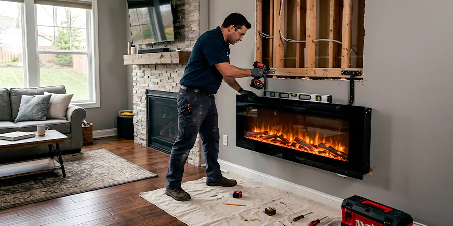 Fake Fireplace and Faux Insert Installation Houston