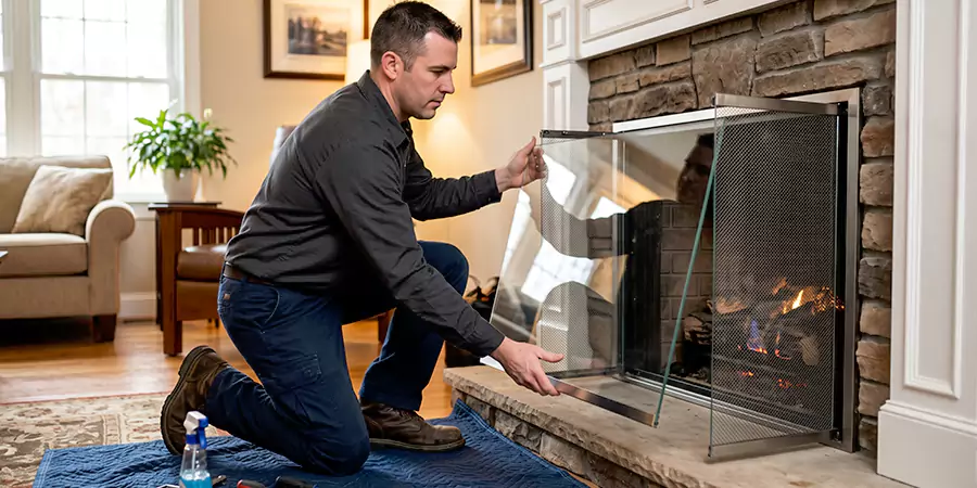 Fireplace Glass Panel and Screen Installation Houston
