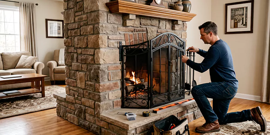 Custom and Decorative Fireplace Screen Installation Houston