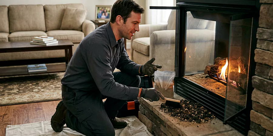 Sand and Embers for Gas Fireplace Houston