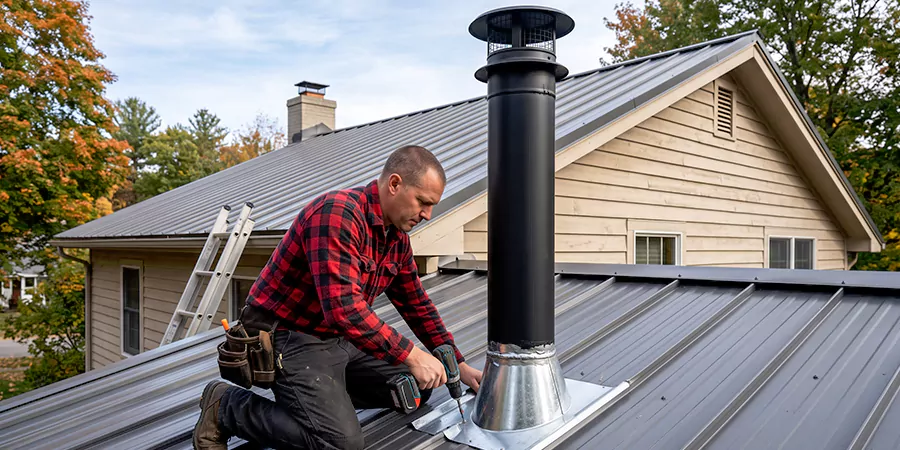 Stove Pipe Through Metal Wall or Roof Houston