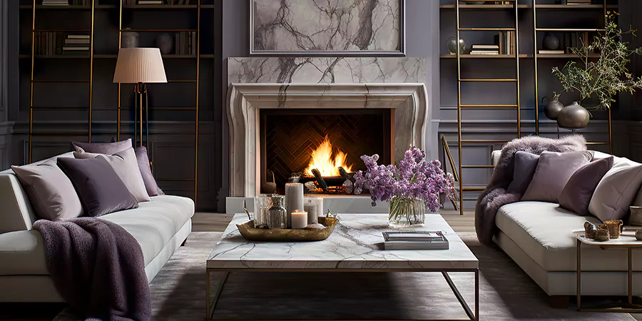 Modern Tile and Stone Fireplace Design Houston